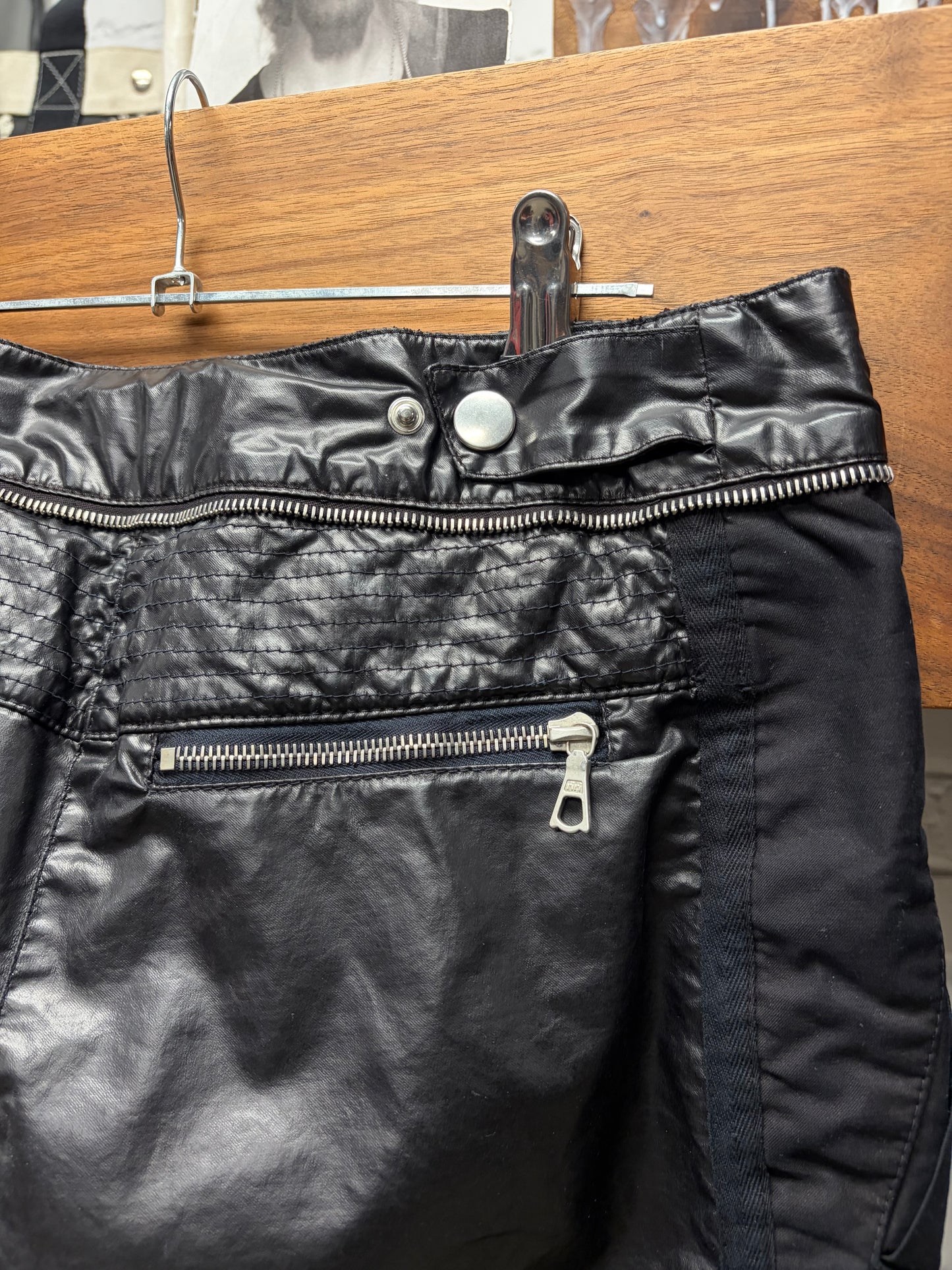 Dries Van Noten Leather Exposed Zip Skinny Biker-Knee Denim