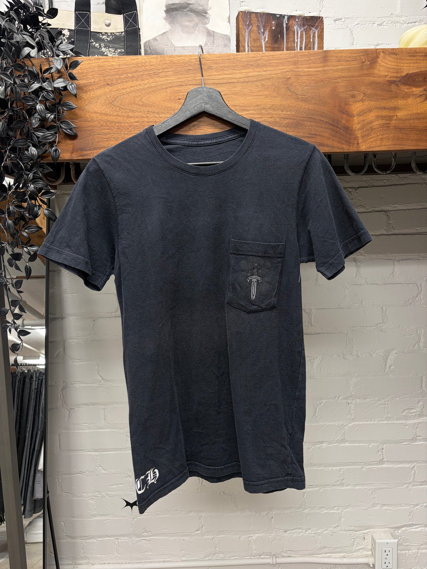 Vintage Chrome Hearts ‘Dagger Logo’ Faded Black Graphic T-Shirt