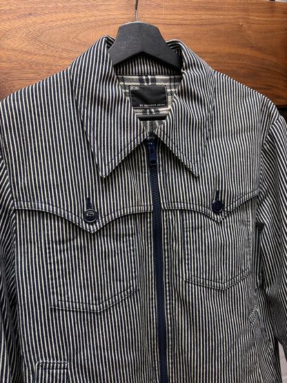 Number (N)ine Hickory Stripe Blue/White Zip-Up Denim Work Jacket