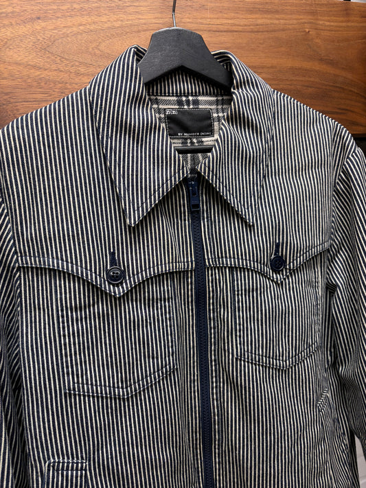Number (N)ine Hickory Stripe Blue/White Zip-Up Denim Work Jacket