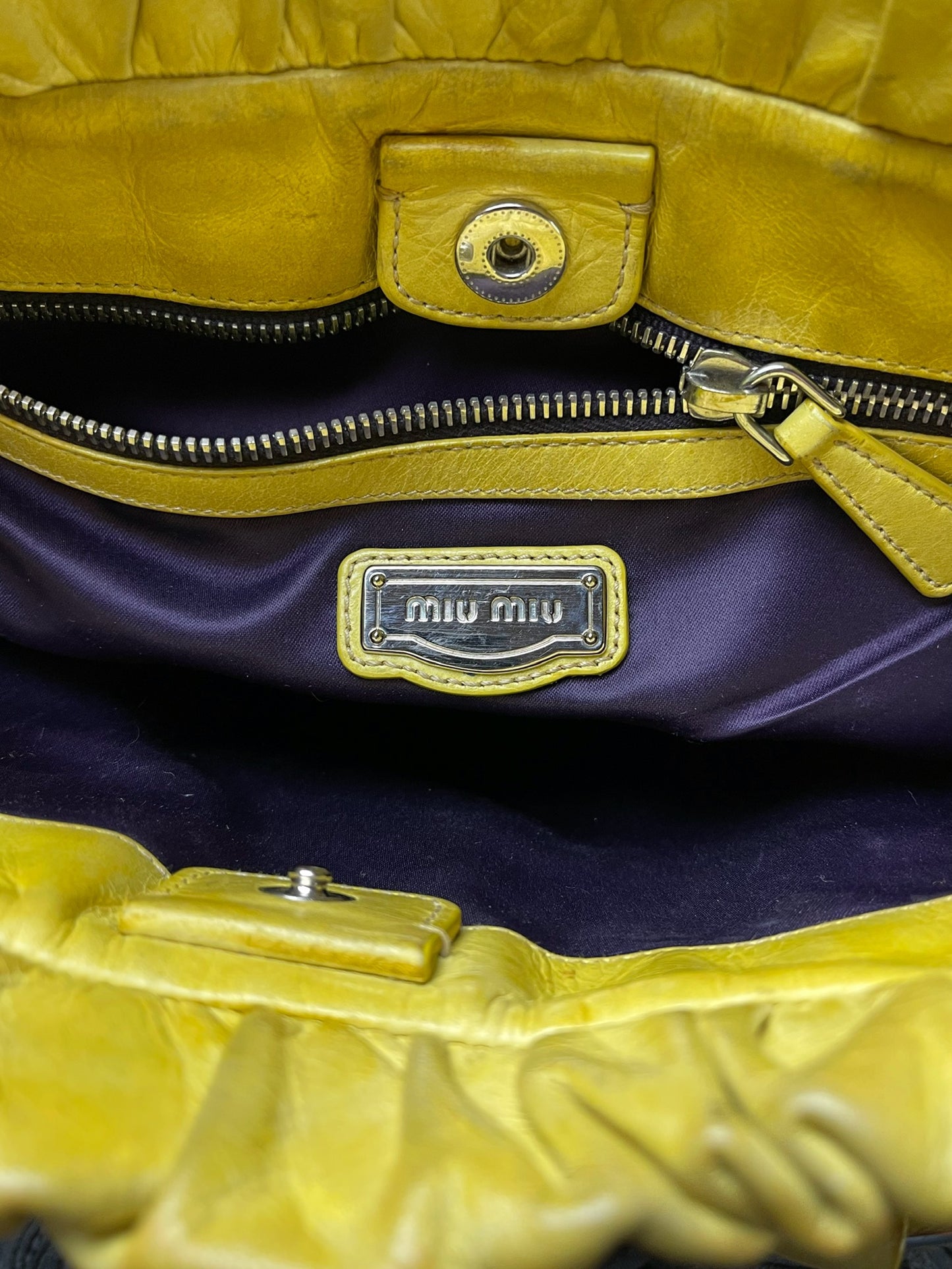 Miu Miu Yellow Leather Shoulder Bag