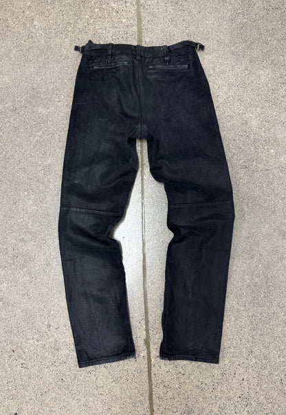 AW1999 Helmut Lang Waxed Black ‘Biker Knee’ Slim Cut Denim