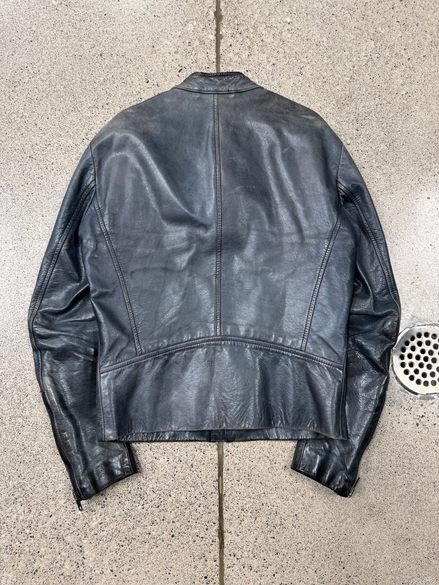 Maison Martin Margiela ‘Faded Blue’ Calf Leather 5-Zip Jacket