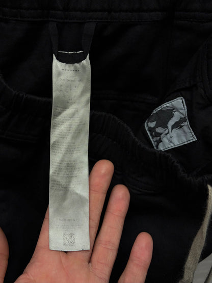 Rick Owens ‘Pusher’ Wide Leg Button Snap Lightweight Black Track Pants