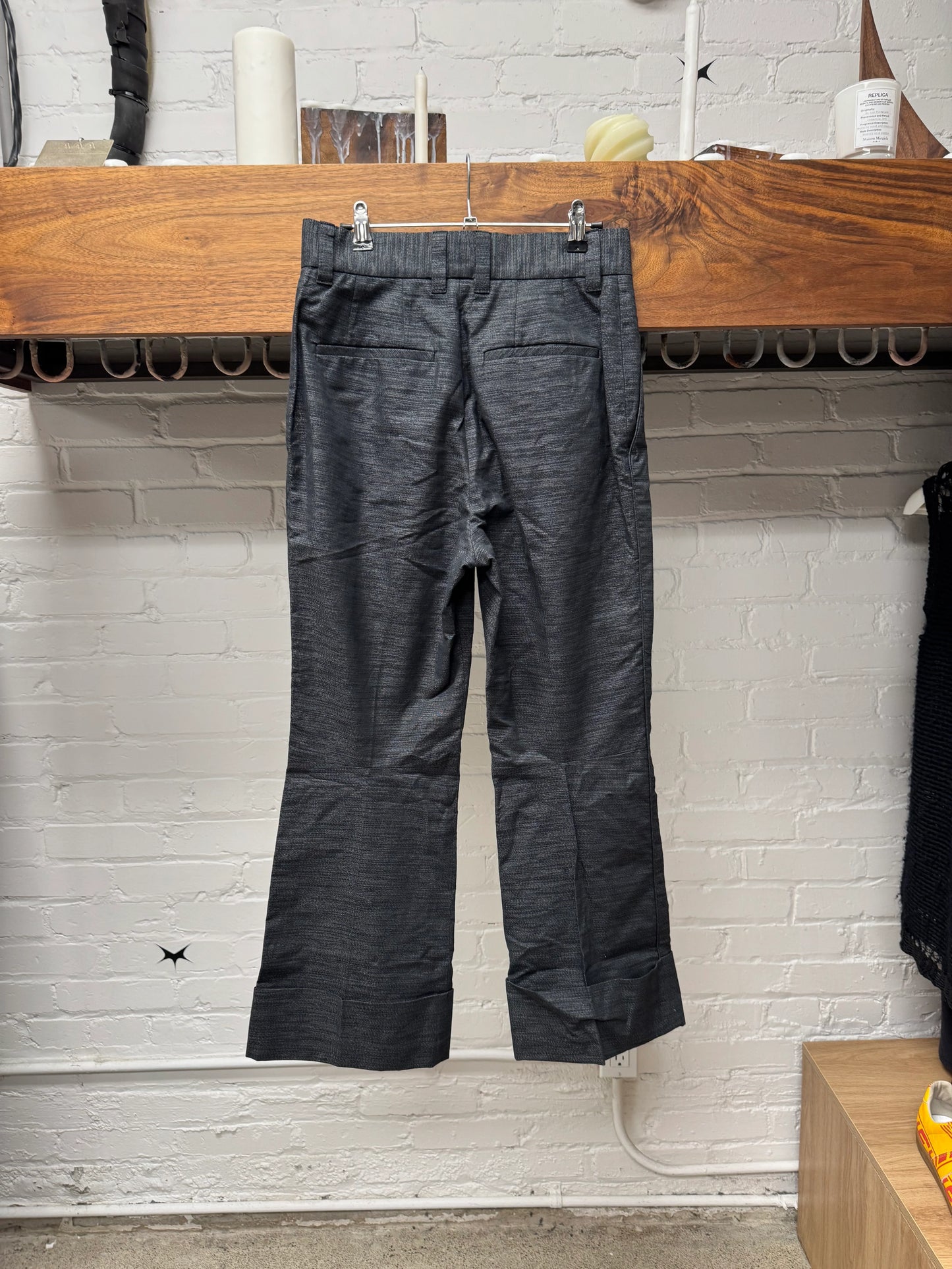 Issey Miyake Flared Leg Black Pleated Trousers