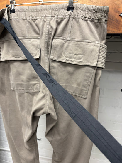 Rick Owens DRKSHDW ‘Creatch’ Dust Brown Cotton Drawstring Cargo Pants