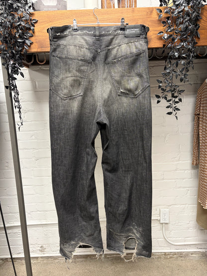 SS2022 Balenciaga ‘Destroy’ Skater Relaxed Fit Washed Grey Denim