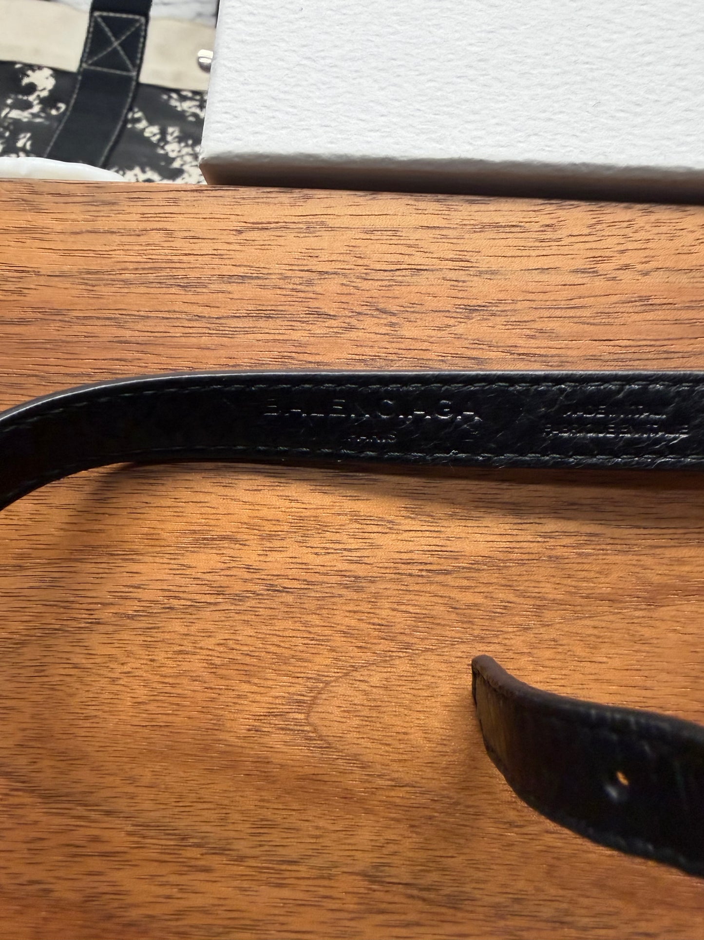 Balenciaga ‘Tour’ Triple Wrapped Black Calfskin Leather/Silver Stud Bracelet