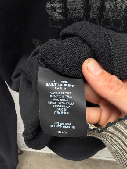 2018 Saint Laurent ‘Western Logo’ Black Crewneck Sweatshirt