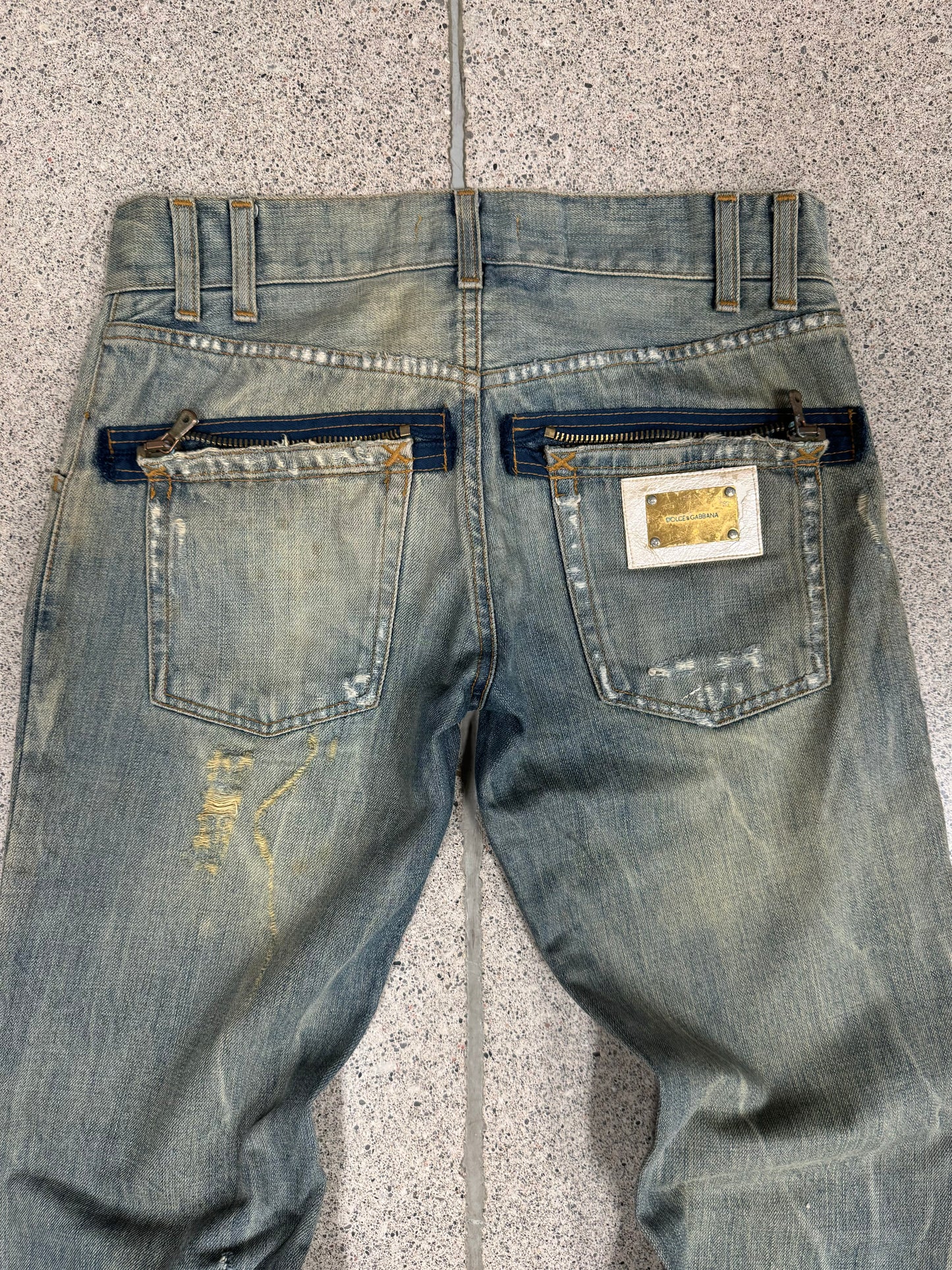 Dolce & Gabbana Dirt Wash Blue Bootcut Denim