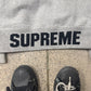 Supreme Ribbing Logo Heather Grey Zip Up Hoodie