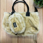 2000s Dolce & Gabbana Faux Fur Handbag + Hip Clutch