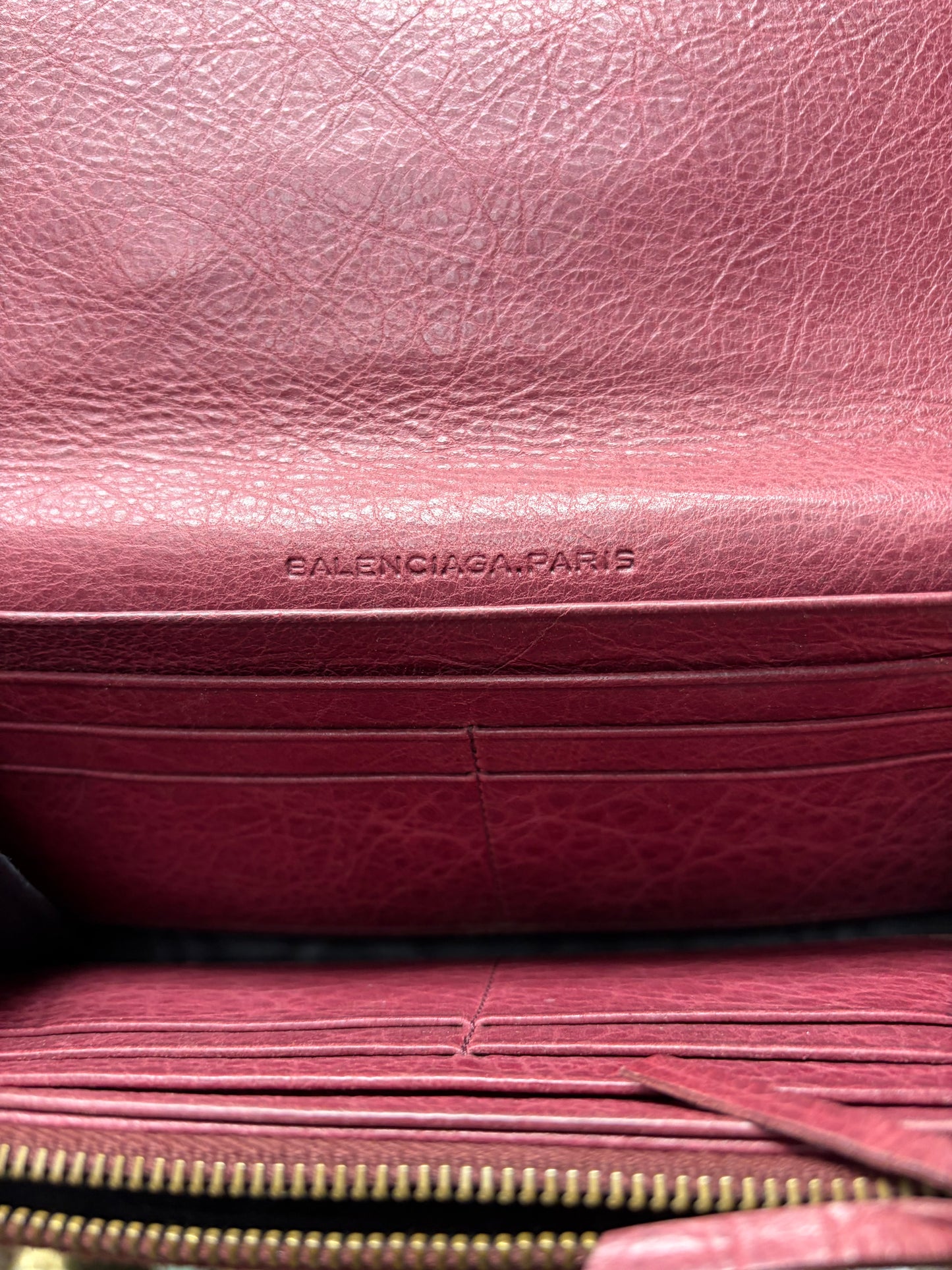 Balenciaga Purple Calfskin Leather Long Wallet