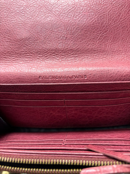 Balenciaga Purple Calfskin Leather Long Wallet