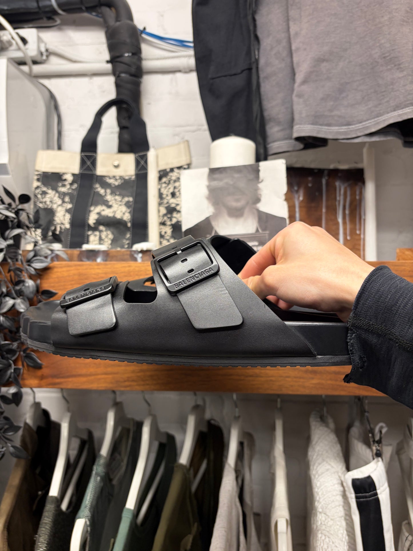 Balenciaga ‘Sunday’ Black Leather Sandals