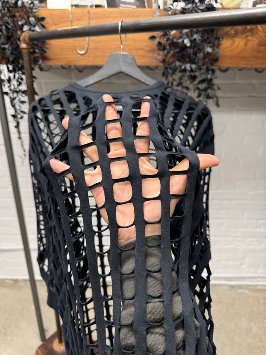 SS2006 Raf Simons ‘Icarus Surgit’ Black Laser Cut T-Shirt