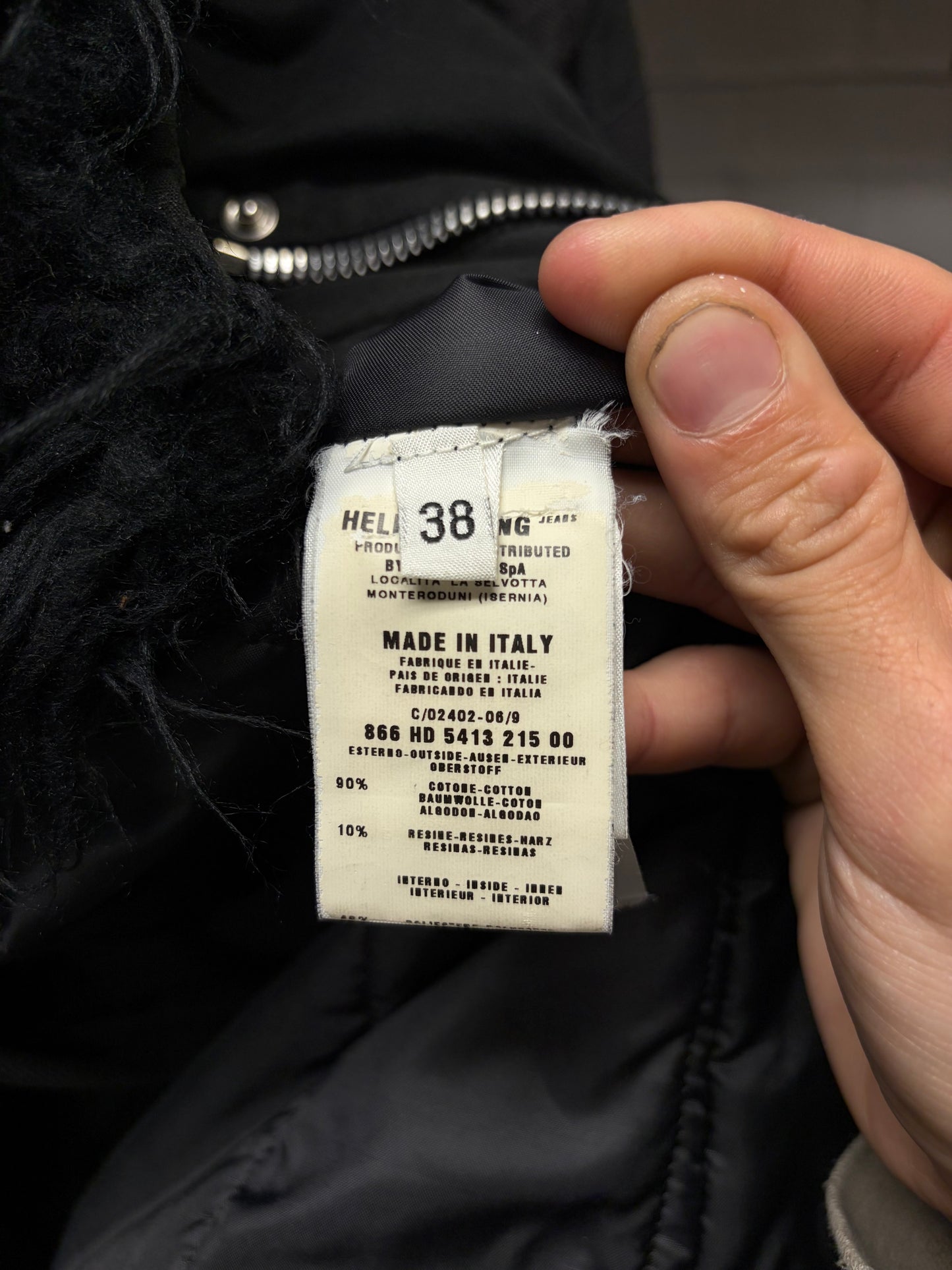 AW1999 Helmut Lang ‘Astro Parka’ Fur Hood Cropped Black Jacket