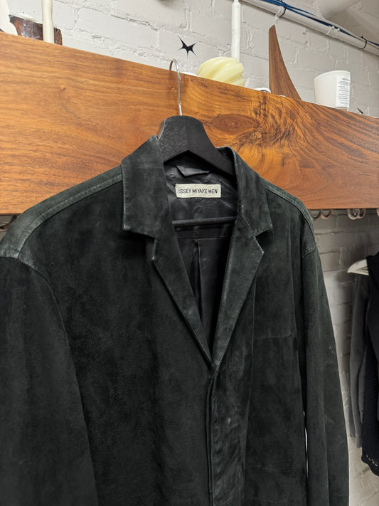 Vintage Issey Miyake Men Black Suede Collared Jacket