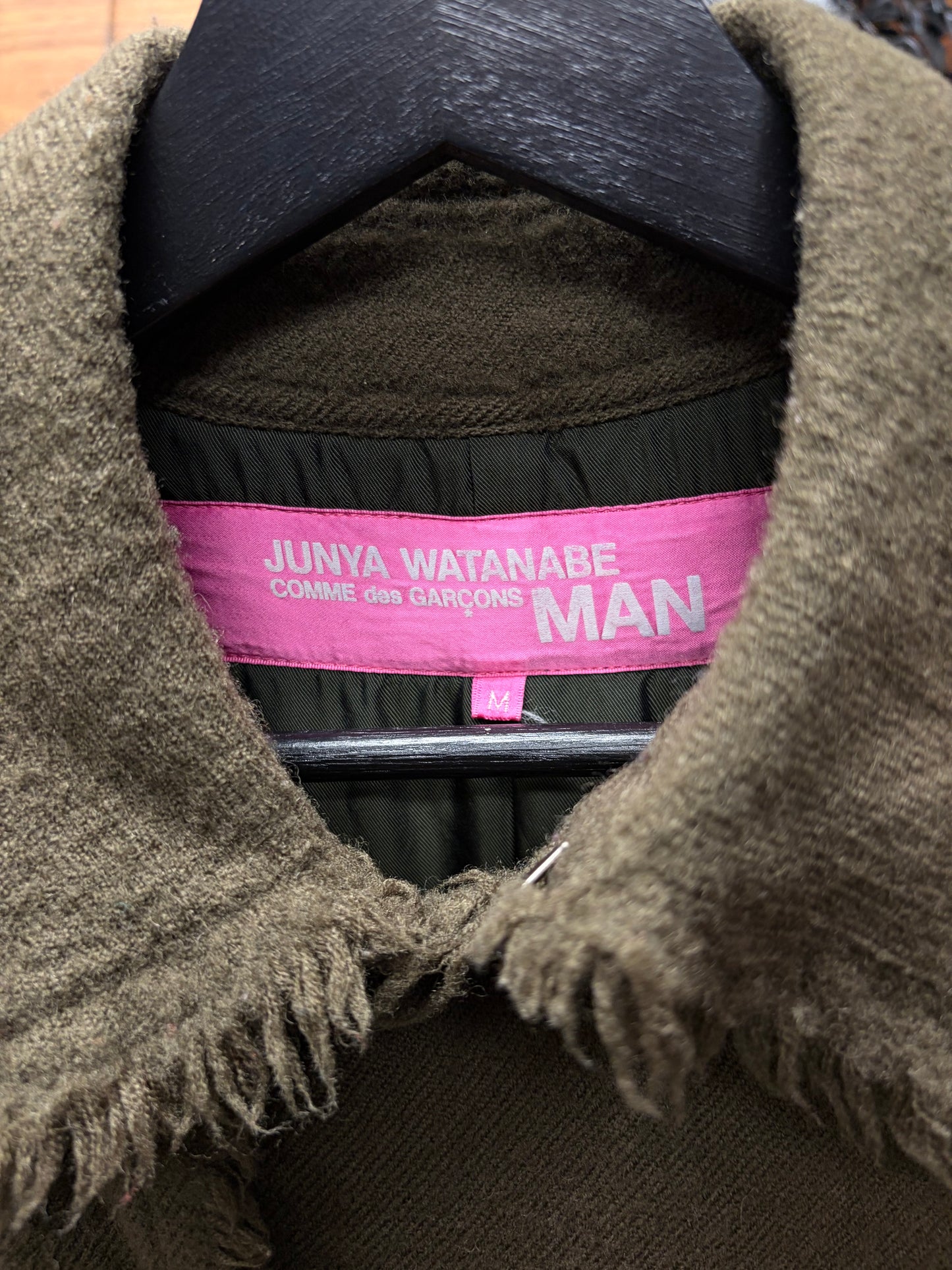 AW2003 Junya Watanabe Distressed Wool Double Breasted Trench Coat