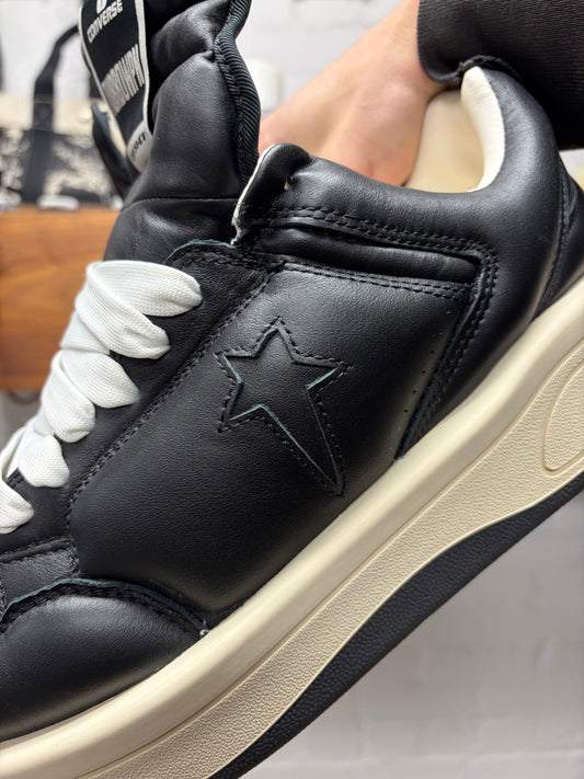 Rick Owens x Converse ‘TurboPWN’ Black Leather Low Top Sneakers