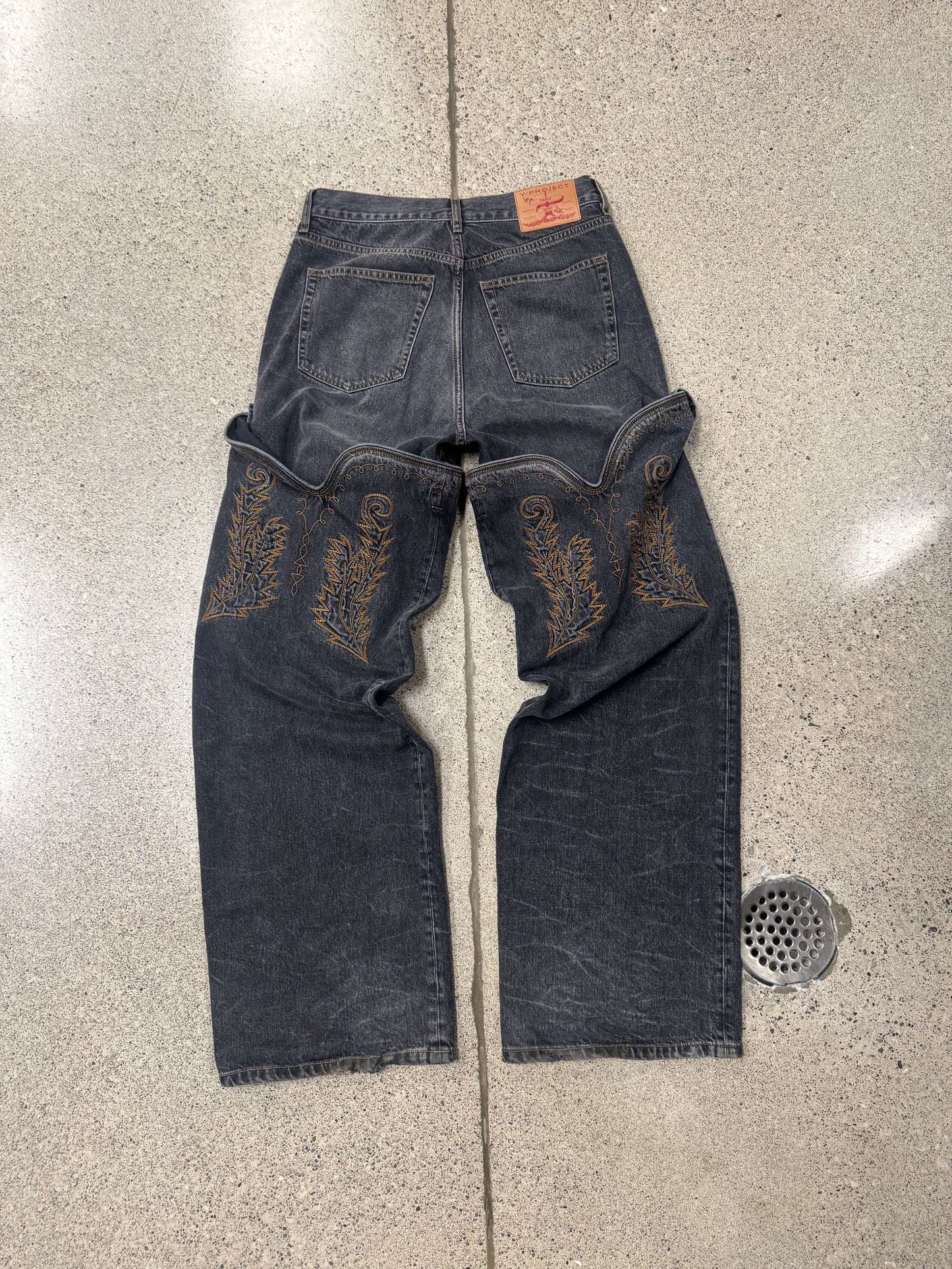 Y-Project ‘Cowboy’ Washed Black Detachable Denim