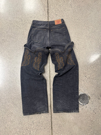 Y-Project ‘Cowboy’ Washed Black Detachable Denim