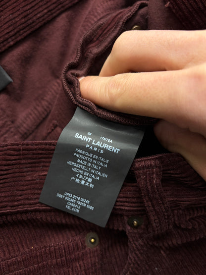 2018 Saint Laurent ‘D17’ Dark Red Corduroy Skinny Jeans
