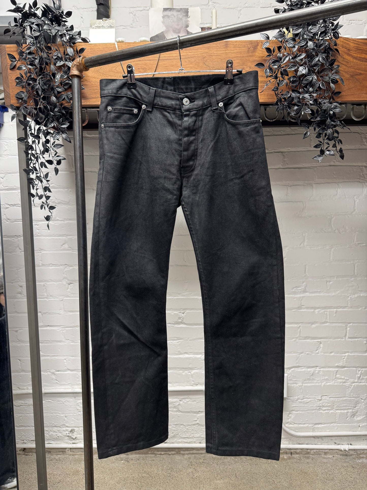 AW1999 Helmut Lang Waxed Black Bootcut Denim