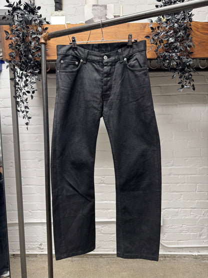 AW1999 Helmut Lang Waxed Black Bootcut Denim