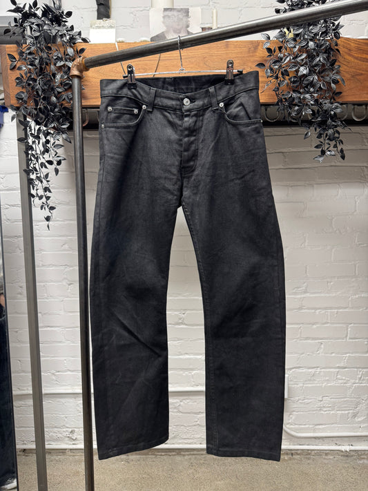AW1999 Helmut Lang Waxed Black Bootcut Denim