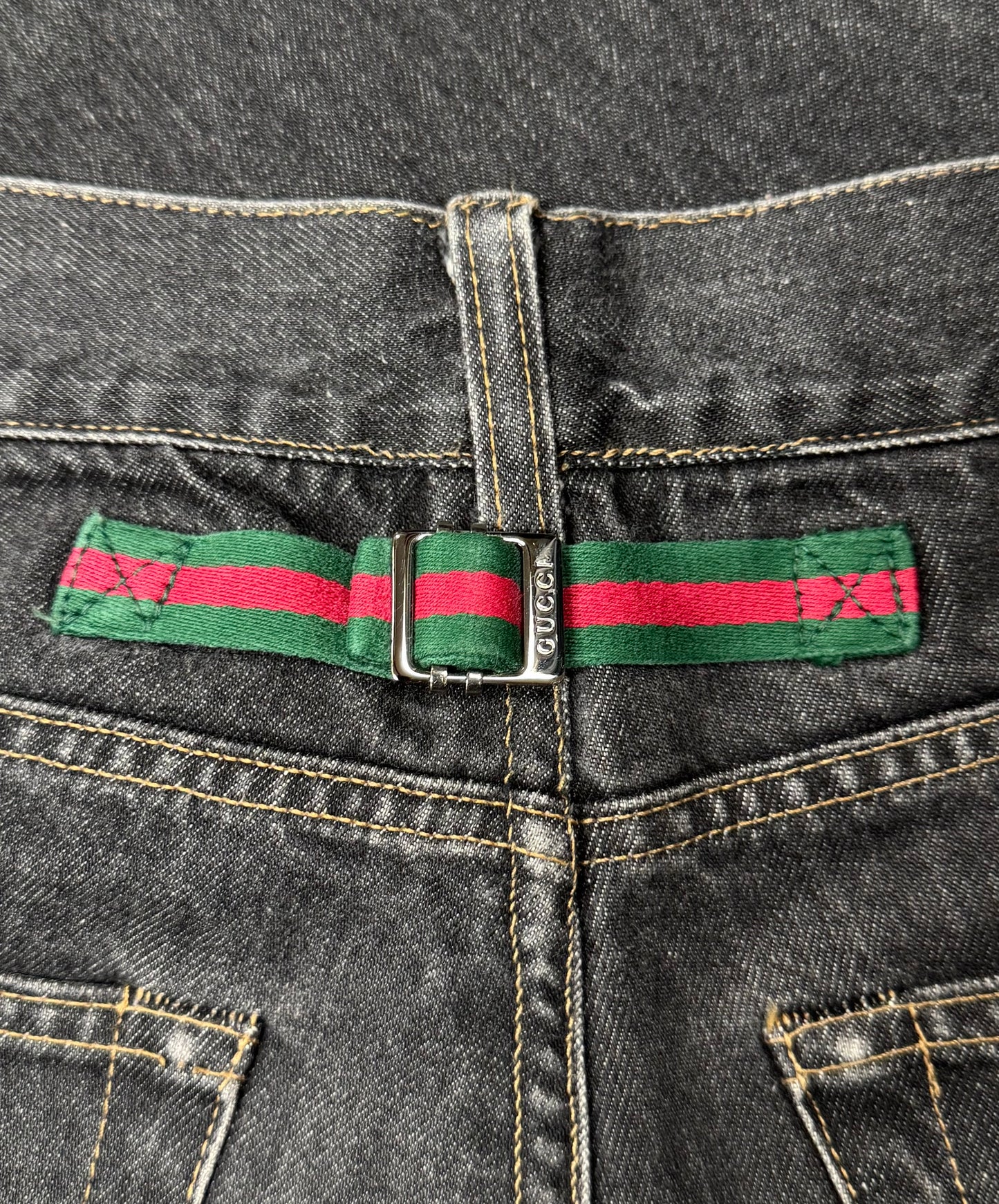 Vintage Gucci by Tom Ford ‘Buckle-Back’ Gucci Striped Denim