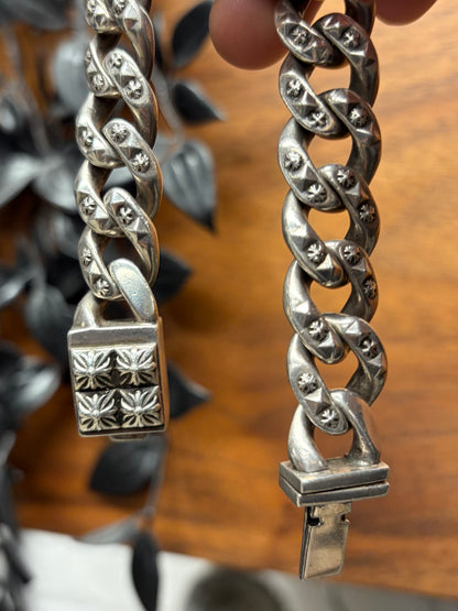 Chrome Hearts ‘Pyramid Link’ 925 Silver Cuban Link Bracelet