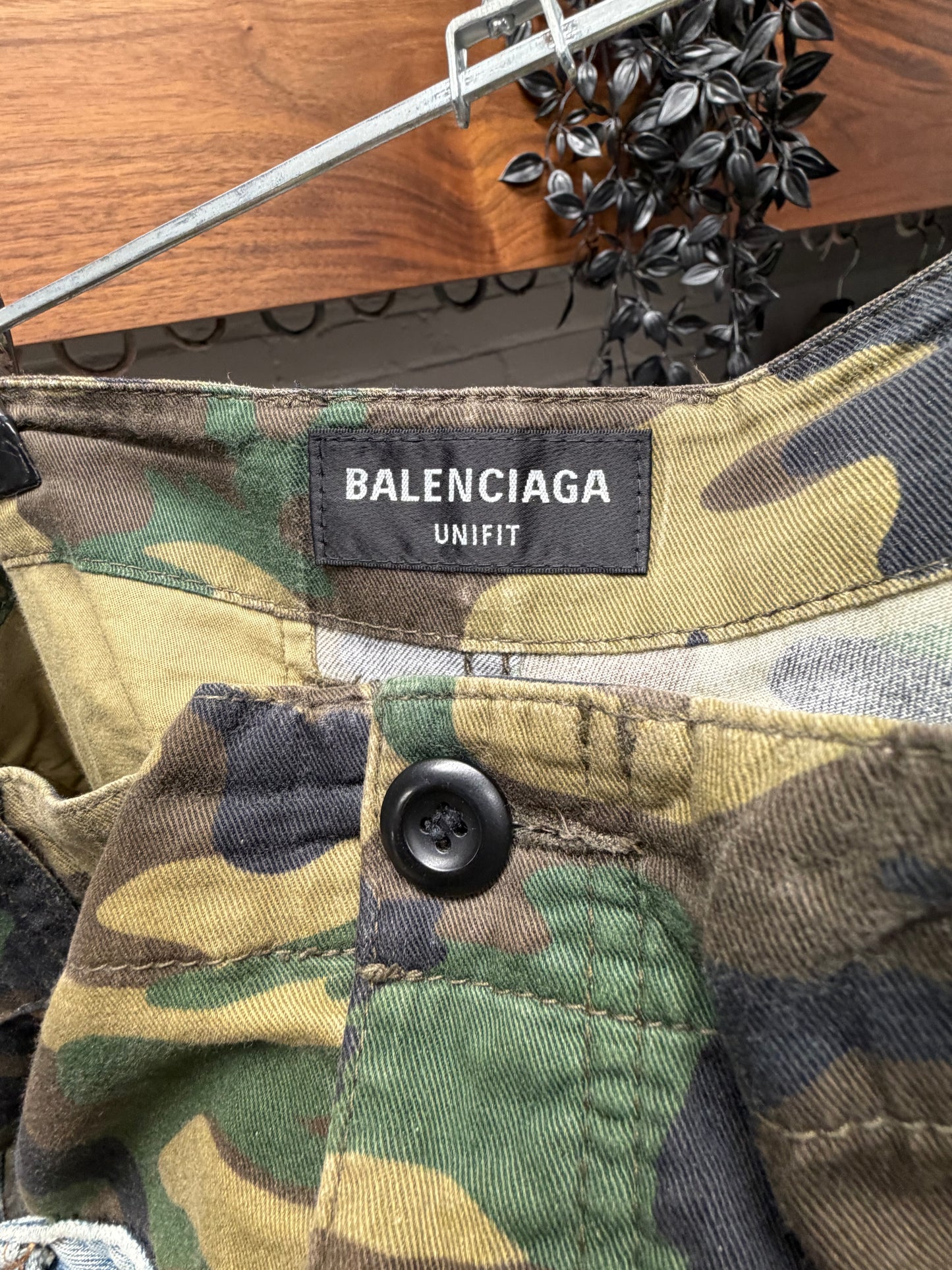 2021 Balenciaga ‘Double Waist’ Camo/Light Wash Baggy Denim