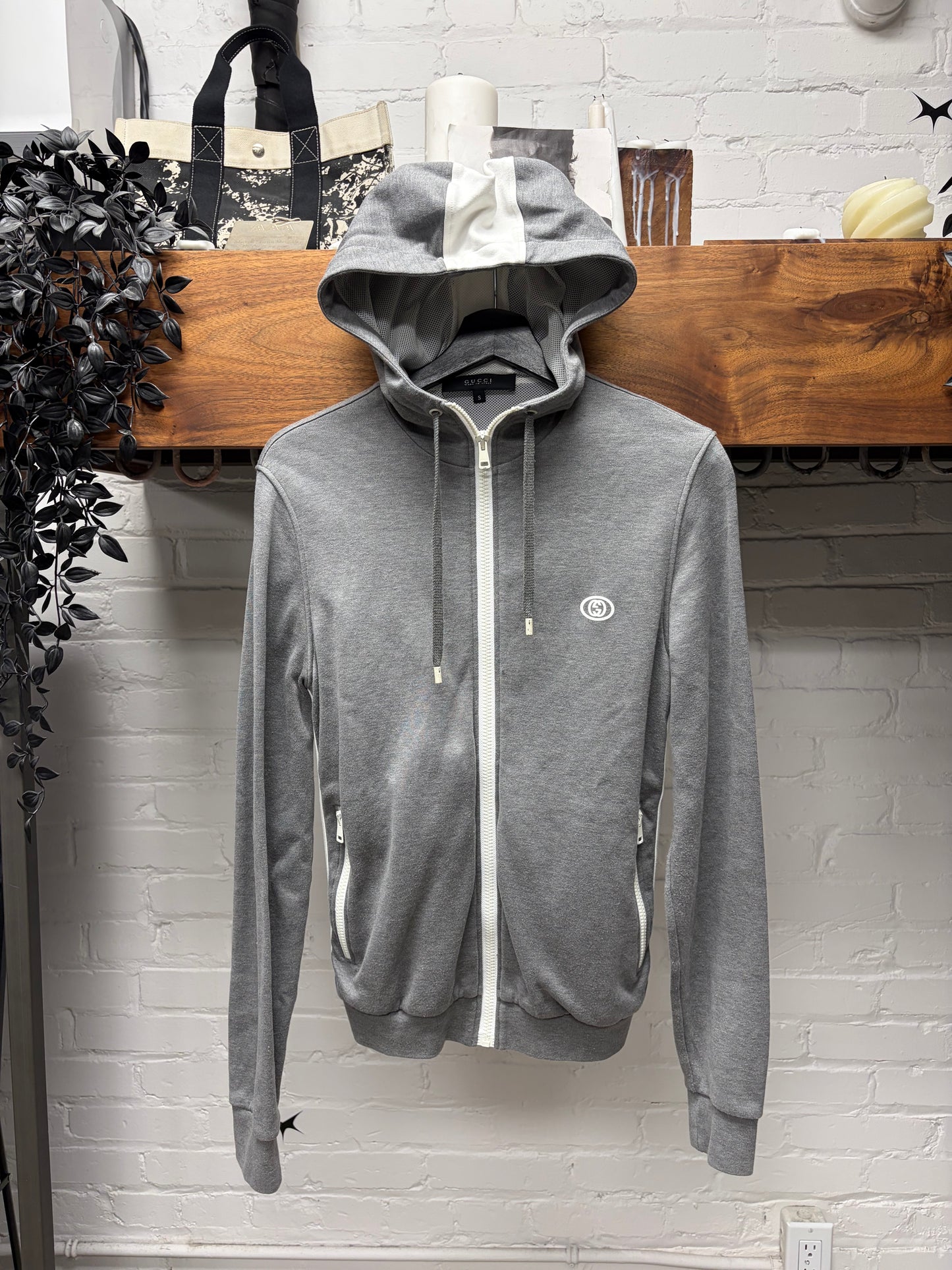 Gucci ‘Tracksuit’ Grey/White Panelled Athletic Zip-Up Hoodie