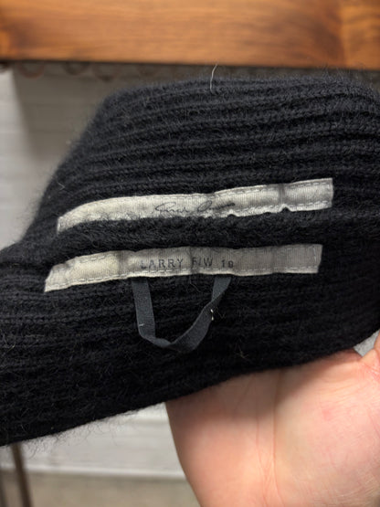 AW2019 Rick Owens ‘Larry’ Cashmere/Wool Black Ribbed Beanie