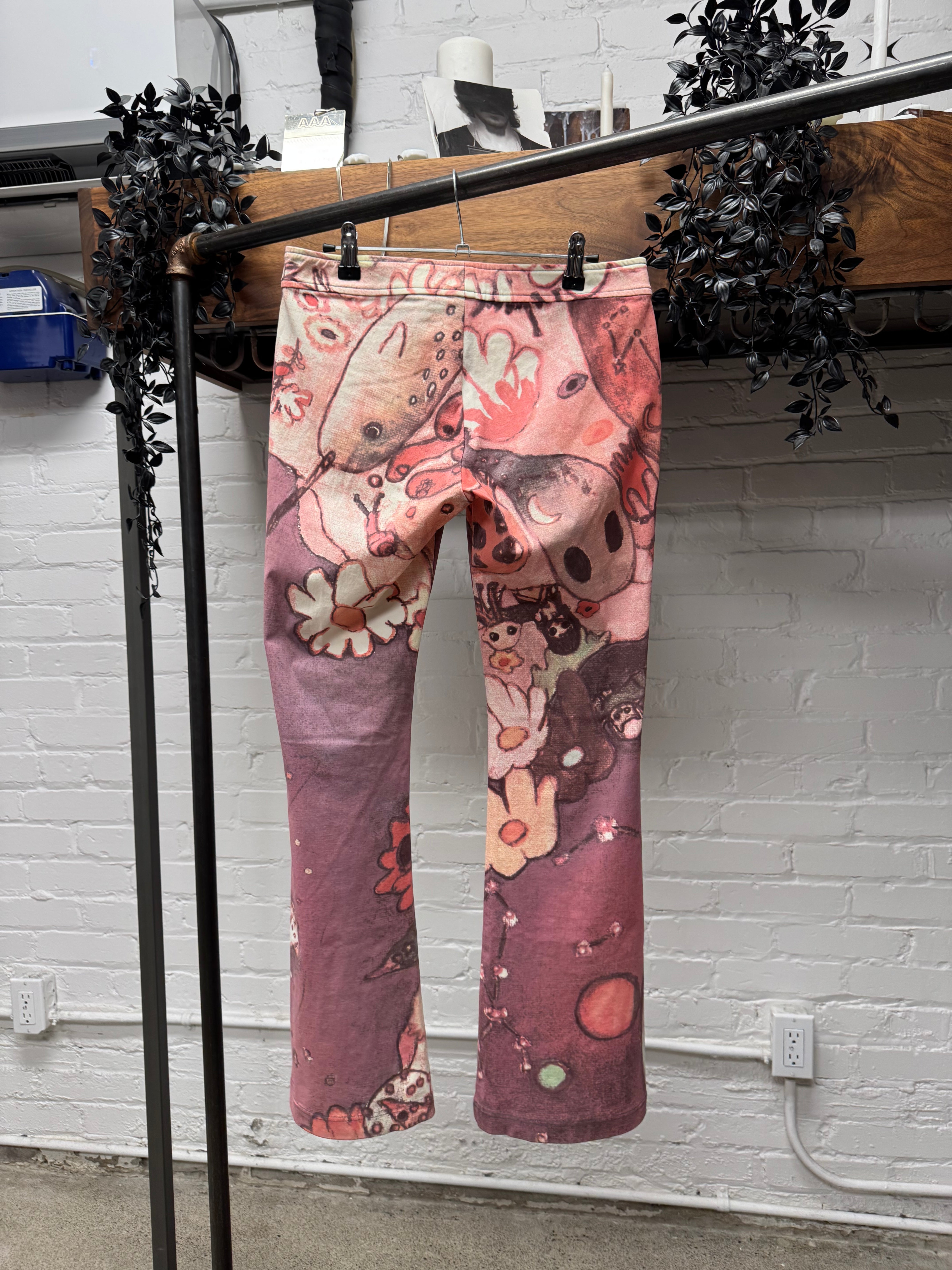 aya AW2004 Issey Miyake x Aya Takano Pink Flared Leg Pants