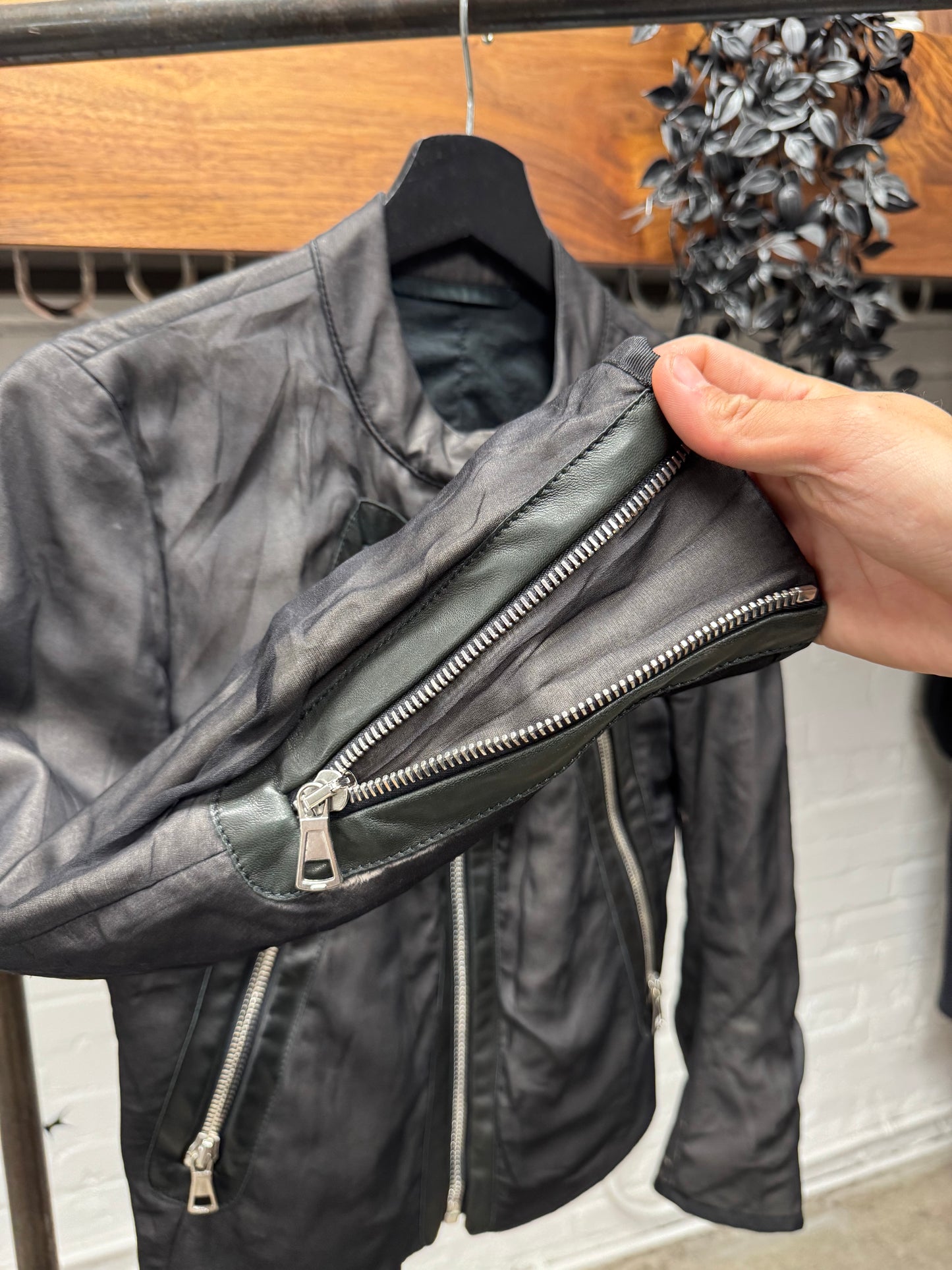 Maison Margiela ‘Silk Wrapped’ Leather Trim ‘5-Zip’ Jacket