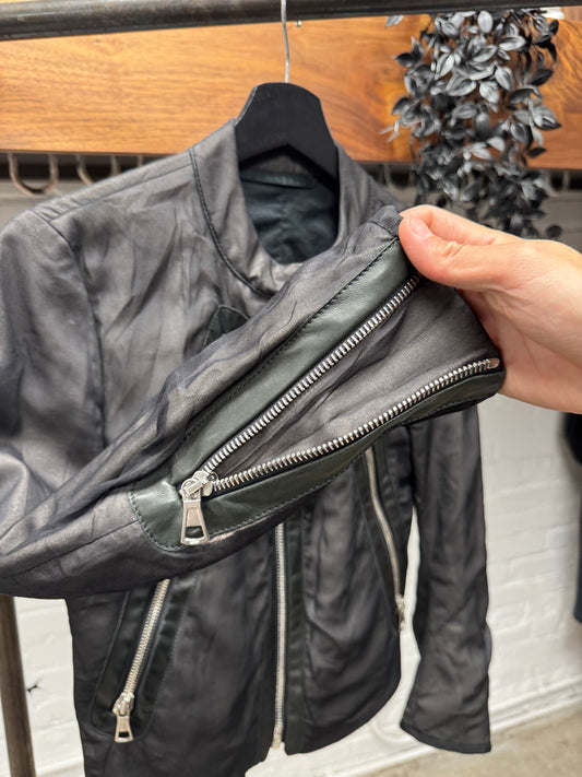 Maison Margiela ‘Silk Wrapped’ Leather Trim ‘5-Zip’ Jacket