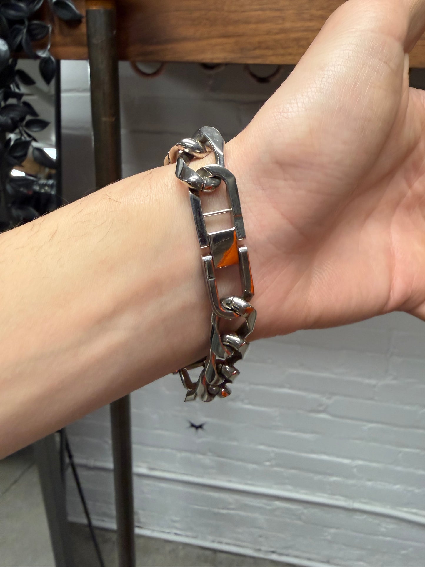 Jean Paul Gaultier Silver Cross Bracelet with Concealed Watch Face