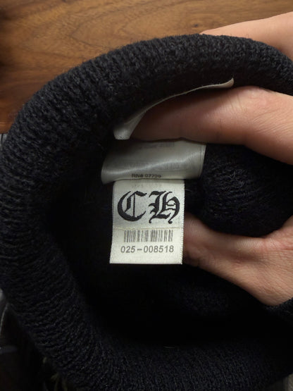 Chrome Hearts Horseshoe/Plus Cross Ribbed Black Beanie