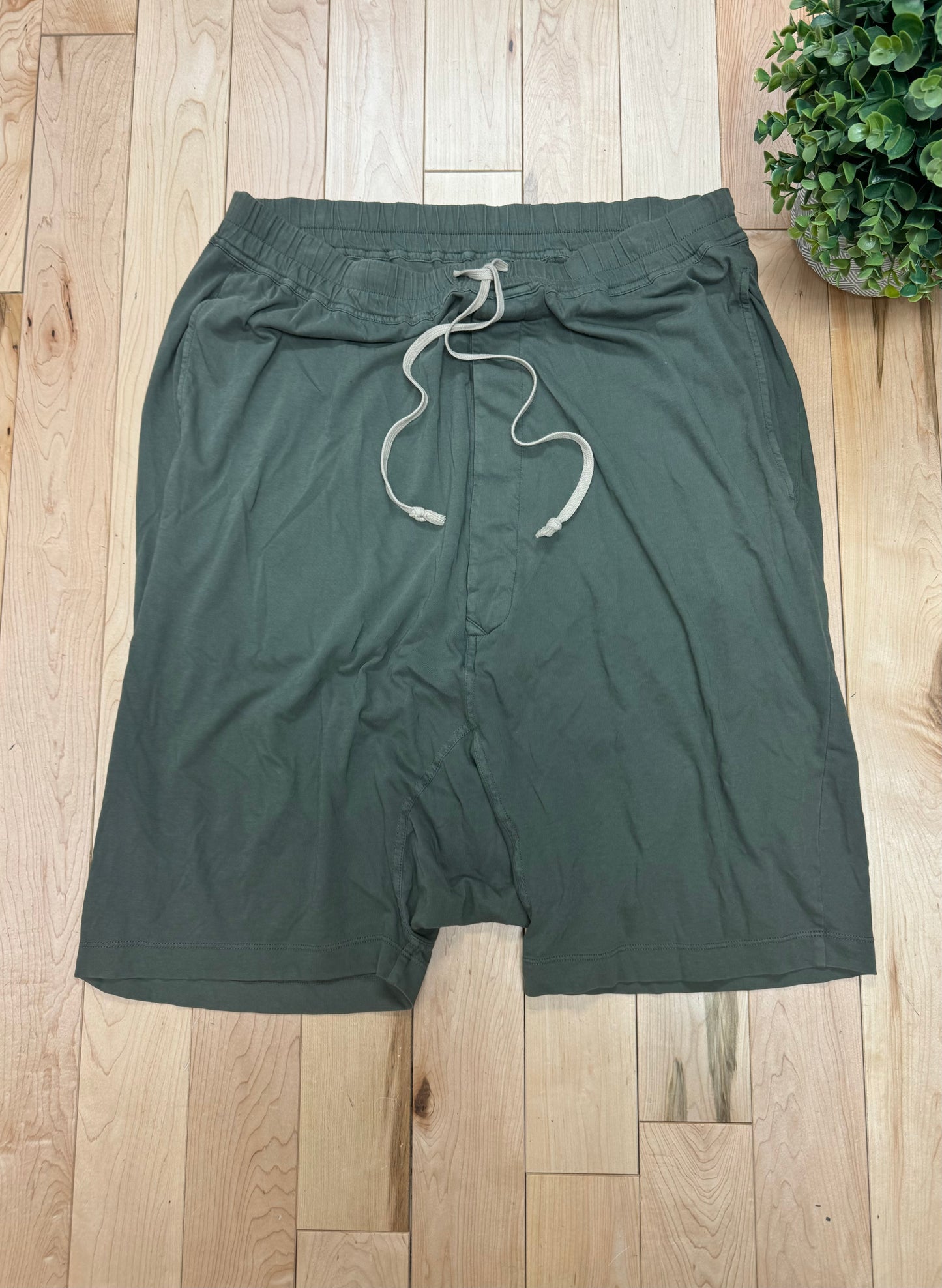 AW2013 Rick Owens ‘Jade’ Green Drop Crotch Pod Shorts