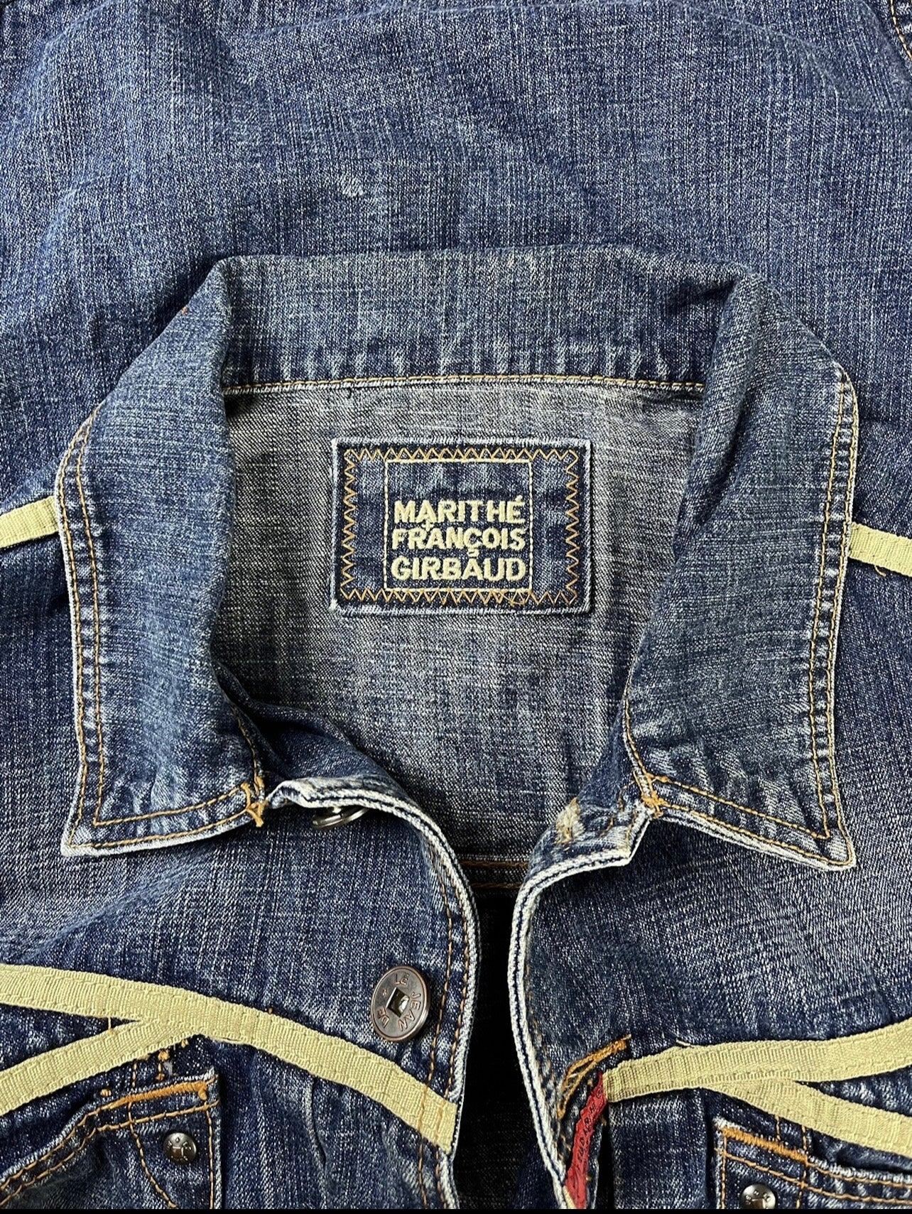 Marithe Francois Girbaud Darted Blue Denim Trucker Jacket