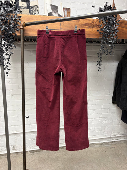 SS2000 Raf Simons ‘Confusion’ Blood Red Corduroy Wide Leg Trousers