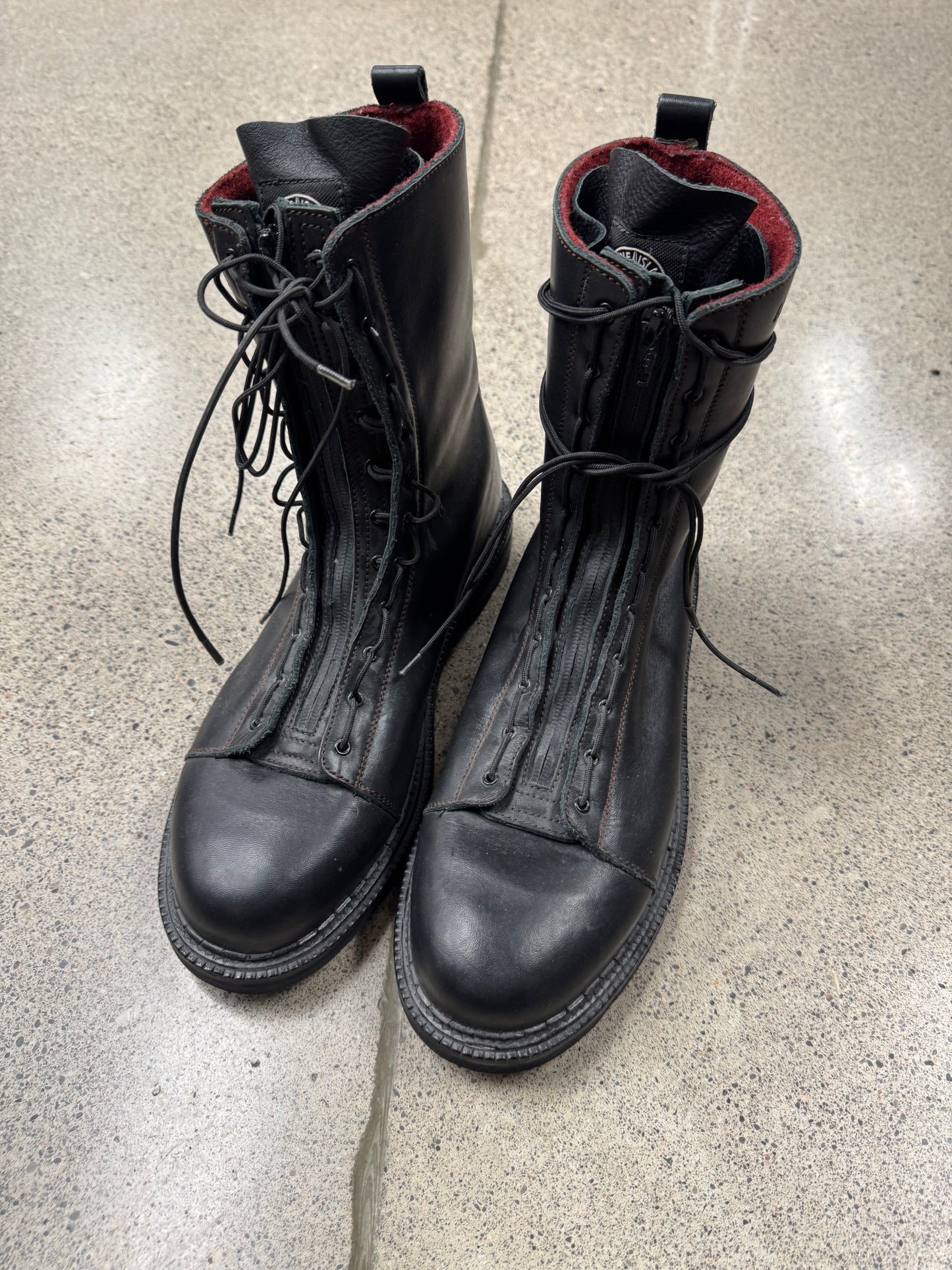 Stone Island x Diemme Black Leather Combat Boots