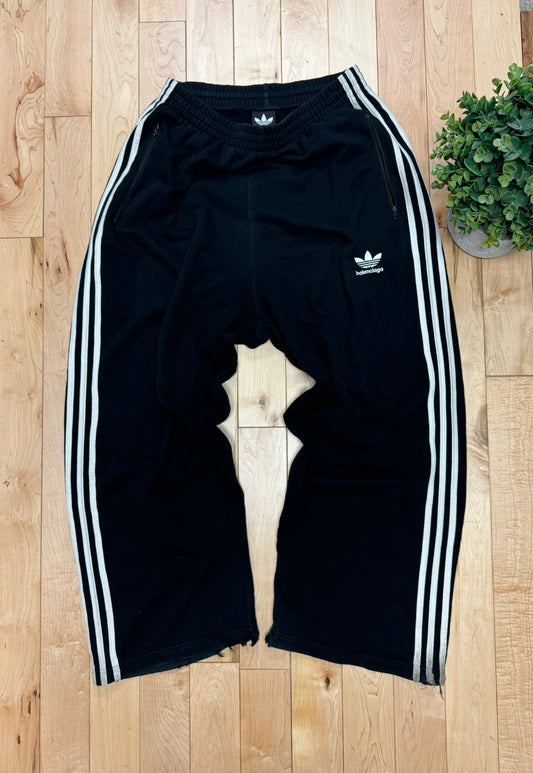 Balenciaga x Adidas Wide Leg 3 Stripe Sweatpants