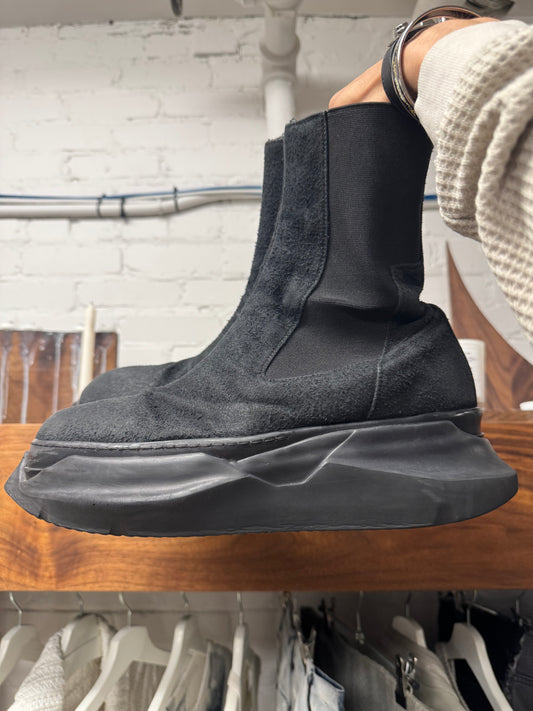 Rick Owens ‘Abstract Sole’ Black Canvas High Cut Boots