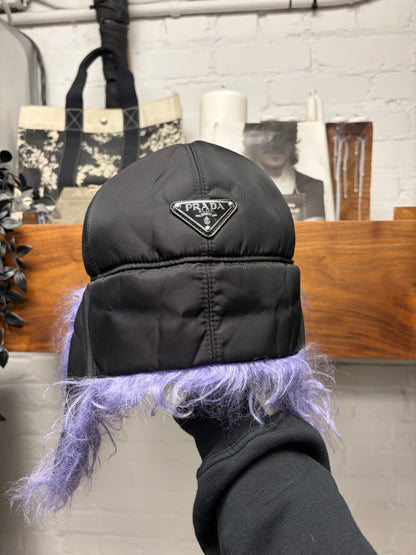 AW2019 Prada Purple Fur Nylon Ushanka ‘Trapper’ Hat