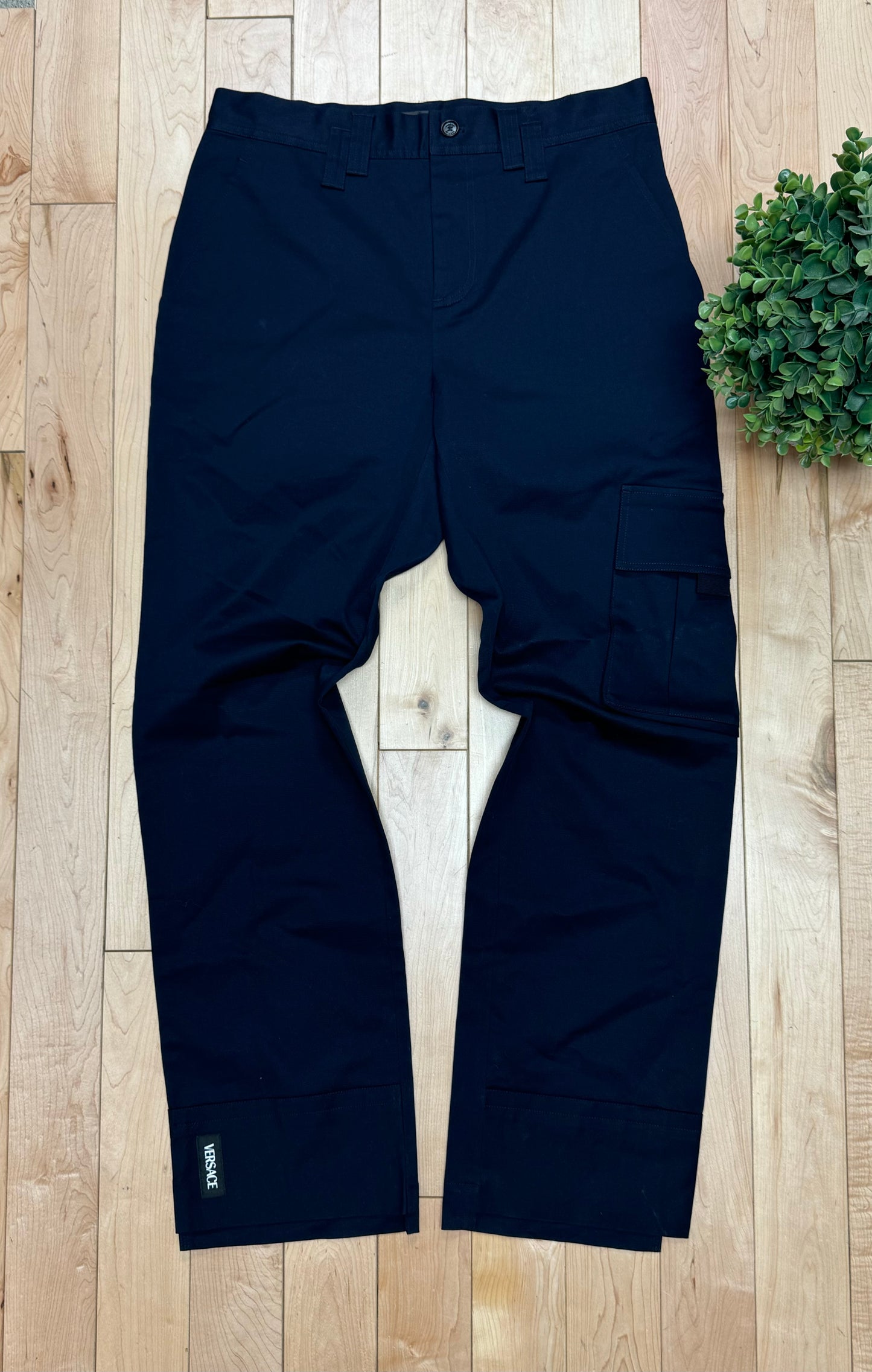 Versace Navy Blue Wide Leg Cargo Pants