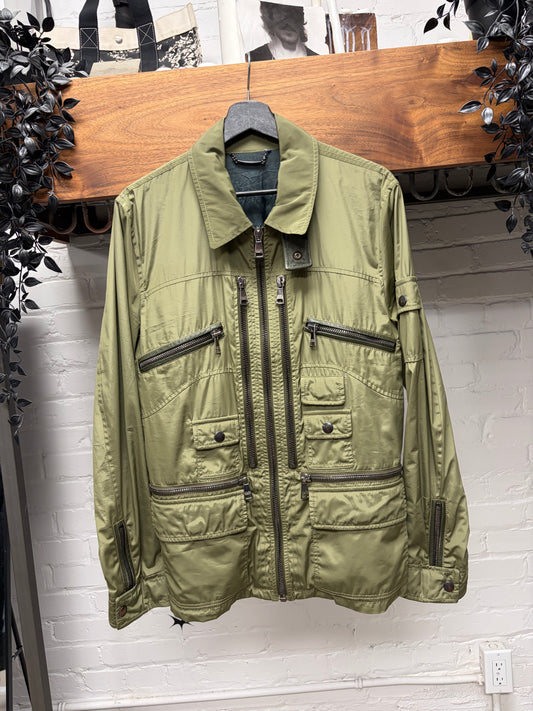 2000s Dolce & Gabbana Mainline Military Green Nylon Cargo Jacket