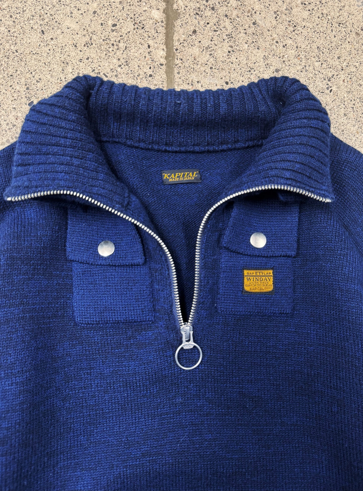 Kapital Quarter Zip ‘Nickel 4’ Wool Knit Sweater